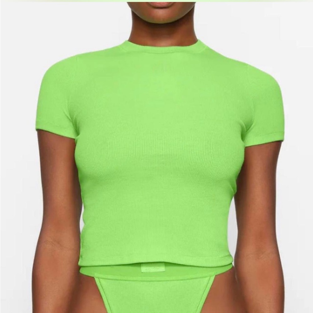 Skins Green Ribbed Short Sleeve Tops